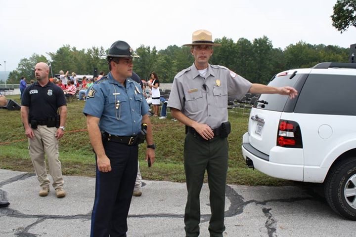 Joe Harper of the Corps of Engineers, overseeing the Dedication